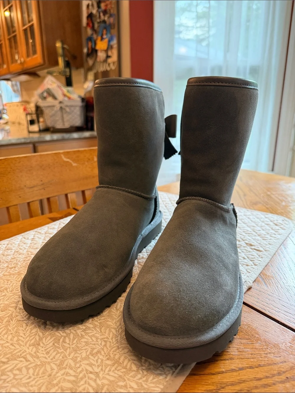 NEVER WORN UGG Bow Back Suede Boots - Charcoal